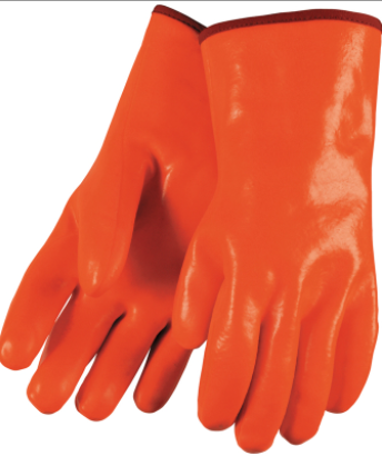 Guantes de 12 &quot;sumergidos en PVC de color naranja fluorescente