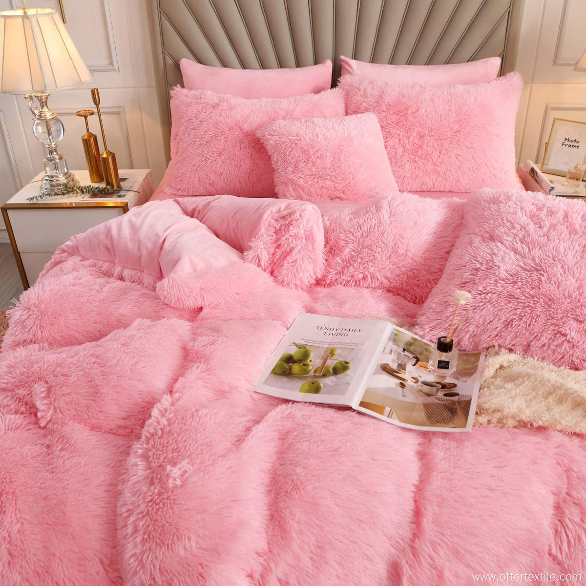 Faux Fur Fluffy Bedding Duvet Comforter Cover Set