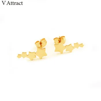 V Attract Minimalism jewelry Gold Filled Stainless Steel Trendy Small Star Stud Earring Women Punk Boucles D'oreilles
