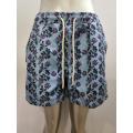 Men's beach shorts with blue vintage pattern