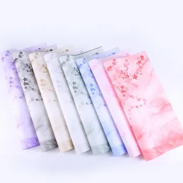 Star pattern purple flower wrapping paper