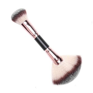 Double Head Fan Powder Makeup Brush - Private Label Kabuki Foundation Blush Cosmetics Brush