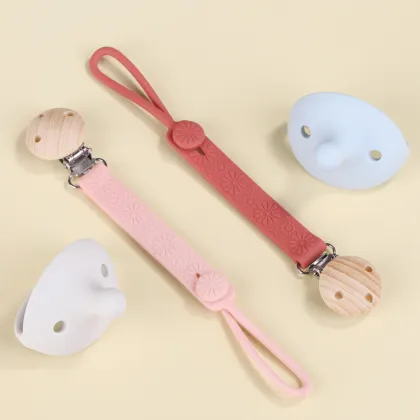 Pink and White Silicone Mam Dummy Clip Adapter - Baby Pacifier Holder for Girls