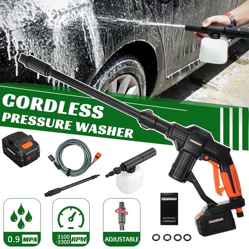 Lavagem de carros sem fio Baterias automáticas de alta pressão Carra de limpeza de carros