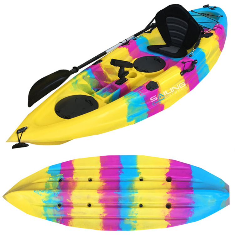 Wholesale 1-Person Plastic PE Fishing Kayak for Lake, River, and Ocean with Rod Holders and Paddle