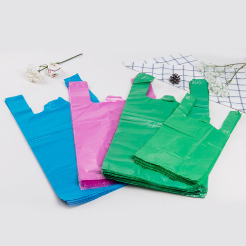 Wholesale custom supermarket shopping Polythene Vest Handle plastic bag for shops