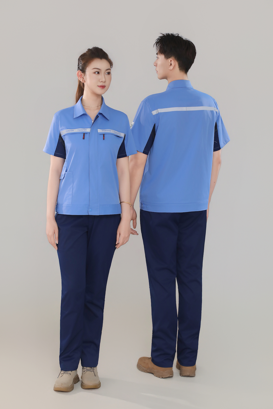 গ্রীষ্মের ছোট হাতা শীর্ষ - নীল ধূসর