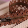 Pretty brown laciness metal zipper for women