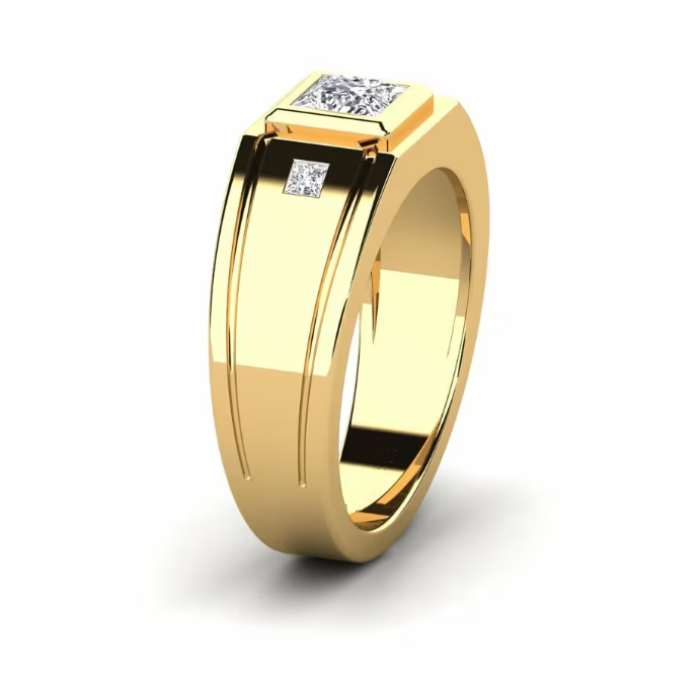 Cincin Lelaki Berlian Makmal Emas 18K Tersuai
