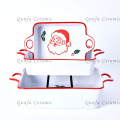 Christmas Decals Ceramic Bakeware Set With Handle