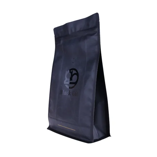 Al foil flat bottom coffee bag with zipper