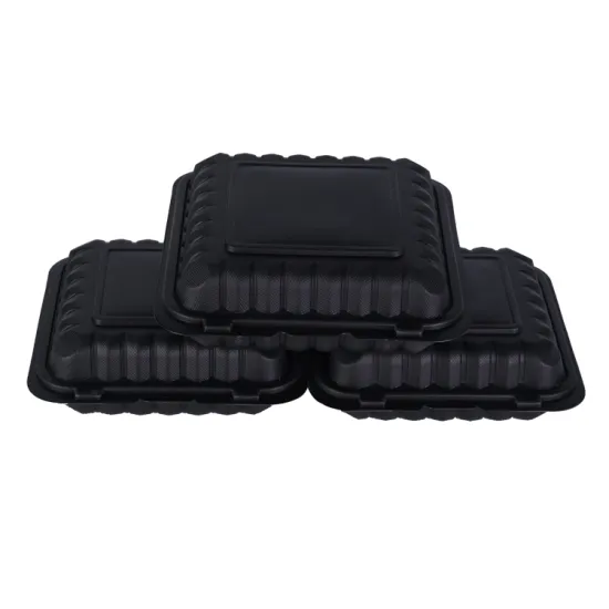 Biodegradable 3 Compartment Mineral Filled PP Plastic Meal Prep Clamshell Food Containers