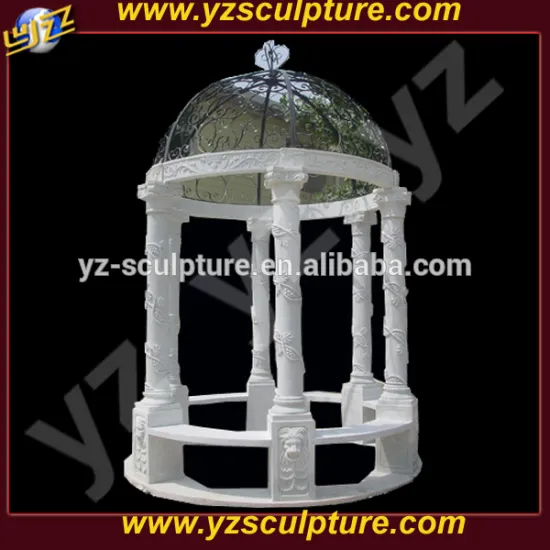 outdoor stone gazebo with iron roof GAB-B004