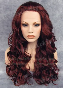Red Long Wavy Synthetic Lace Front Wig Jessica Simpson Wig