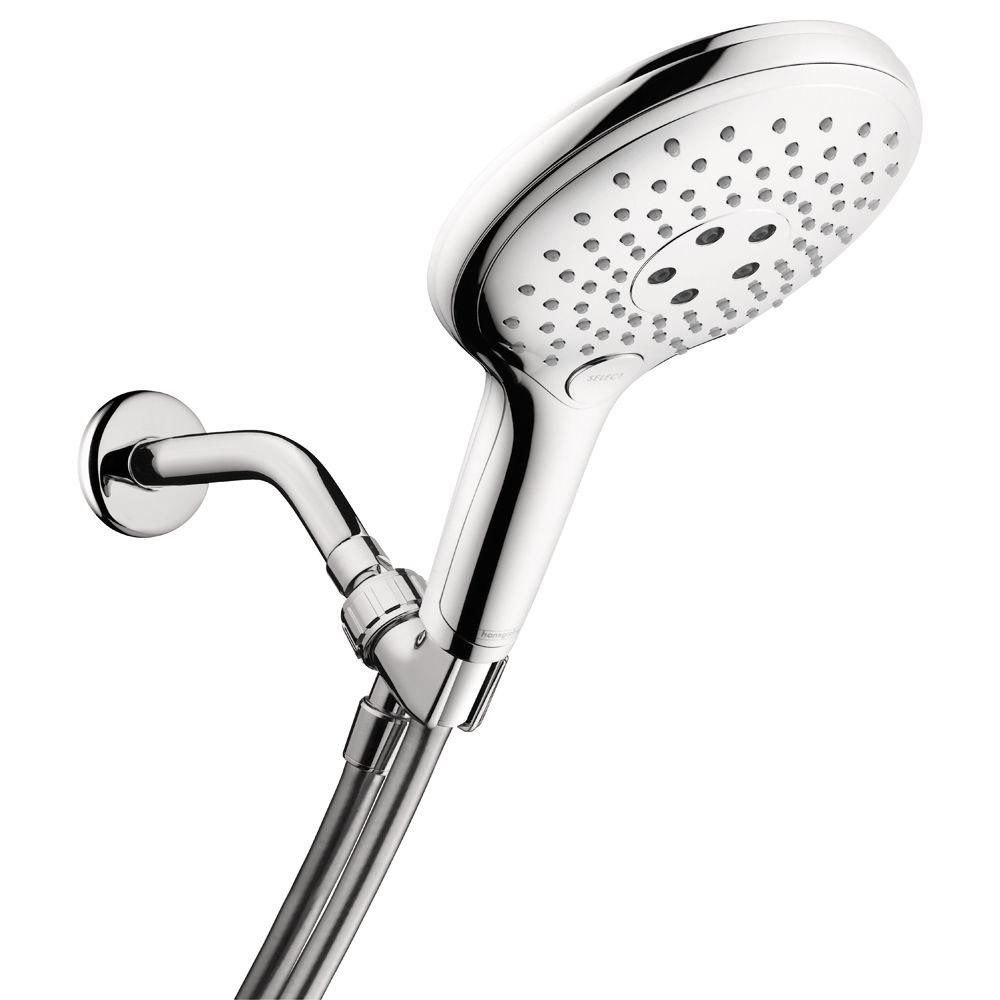 Chrome Wall Mounted Handheld Shower Head With Adjustable Water Flow Switch