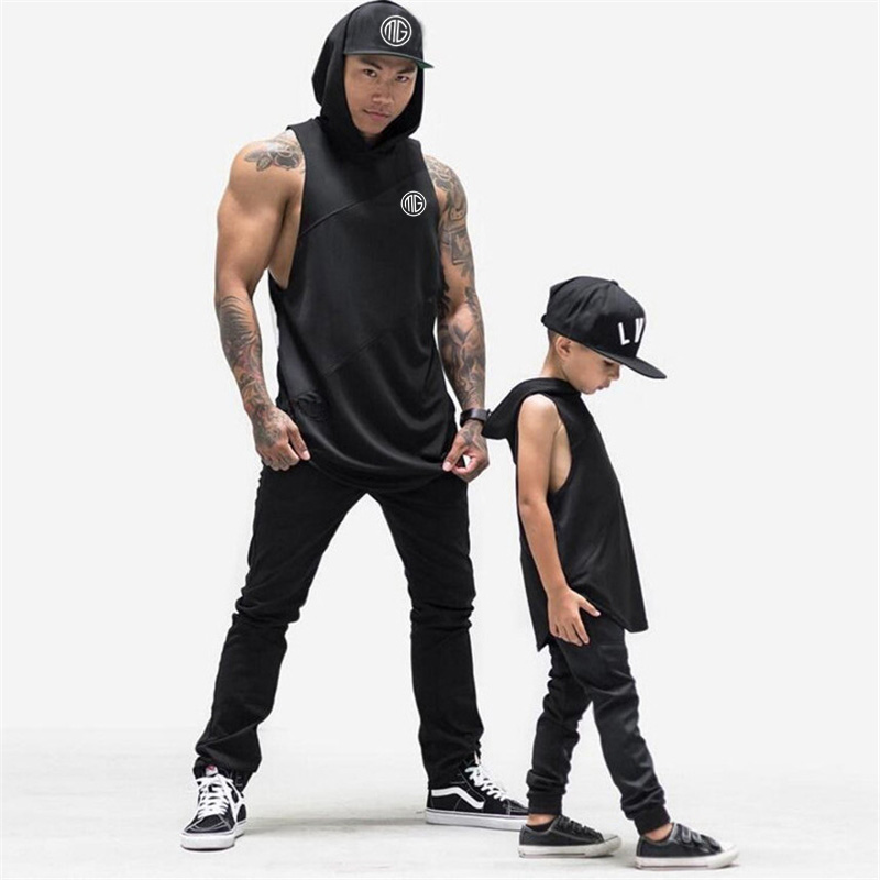 Gyms Fitness Clothing Mens Tank Top with hooded Bodybuilding Stringers Tank Tops Men Sporting Singlet Workout Sleeveless Shirt