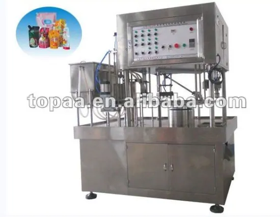liquid filling and sealing machine for stand-up pouches