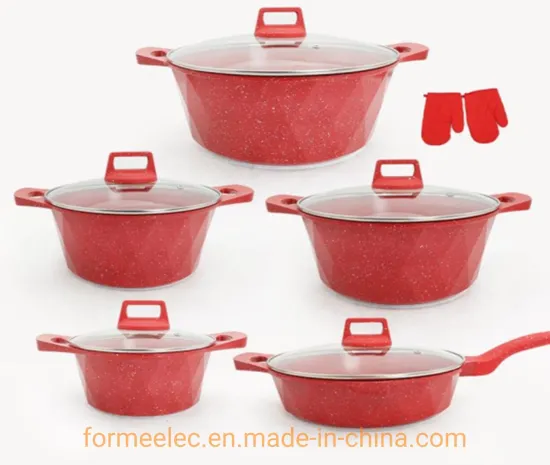 12 Pieces Cookware Set Casserole Pot Set Fry Pan Aluminum Ceramic Coating Casserole