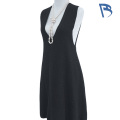 Rochie neagră tricotată fără mâneci cu decolteu în V