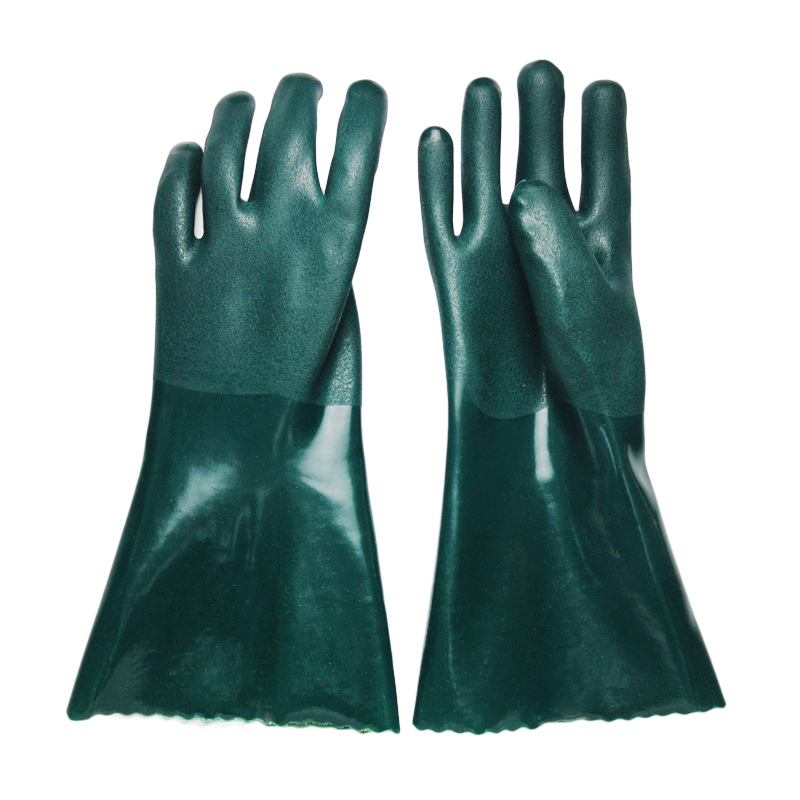 Green PVC coated gloves 14''