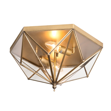 Modern Glass Ceiling Light: Brass Flush Mount Pendant for Hotels