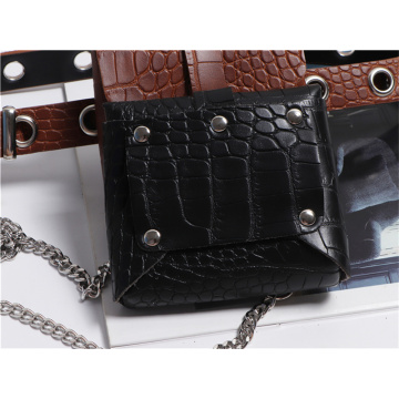 Crocodile Texture Black Mini Women's Belt Bag