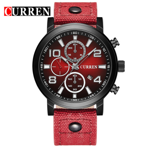 promotional curren multi function quartz watch with nylon belt
