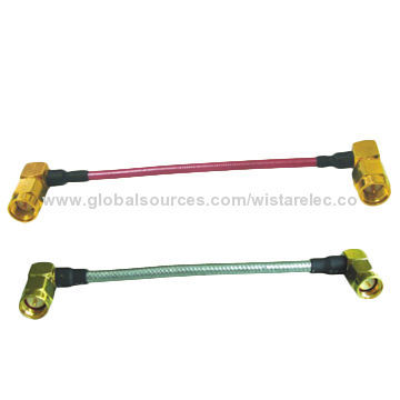 Coaxial cable with angle plug, gold plated, OEM/ODM, different colors are available