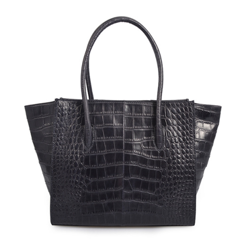 Crocodile Alligator Leather Retro Style Handbag Black