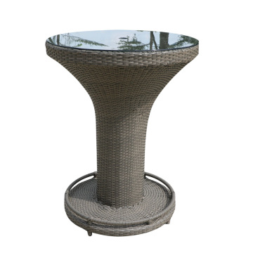 Woven Rattan Round Outdoor High Bar Chair and Table