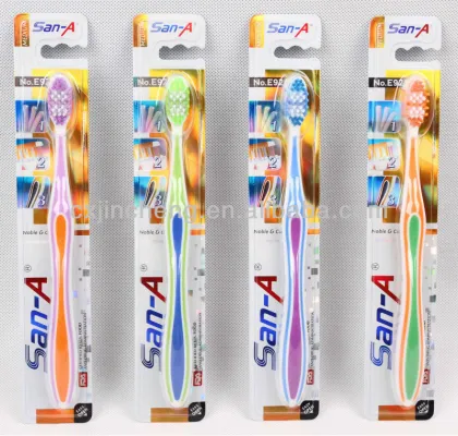 Family interdental tooth brush SAN-A E-920 with gum massage and medium bristles