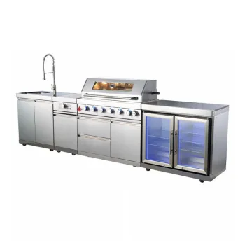 Stainless Steel Outdoor Kitchen Island with Grill and Fridge