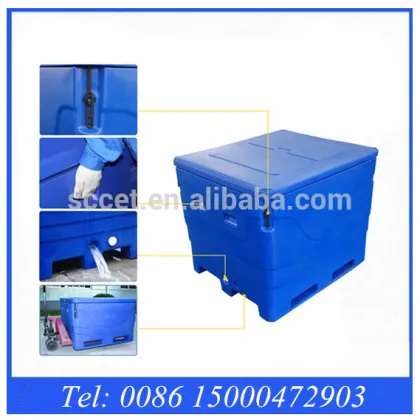 Rotomolded insulation 1000L Capacity plastic Fish transport totes, plastic storage bins totes