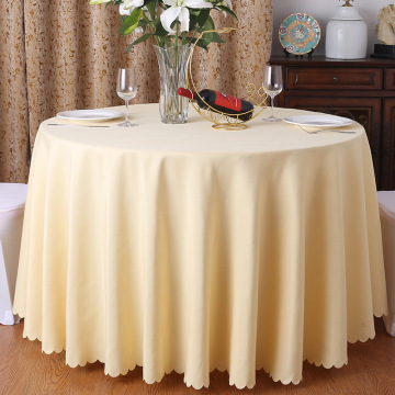 Affordable beige round polyester tablecloths for wedding and party decorations