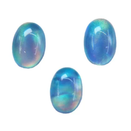 Synthetic Aurora Opal White Crystal Egg Shaped Plain