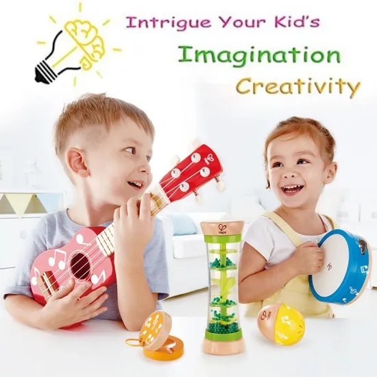 Rainbow Color Music Box and Educational Wooden Percussion Instruments Toy Set for Baby and Early Childhood Development