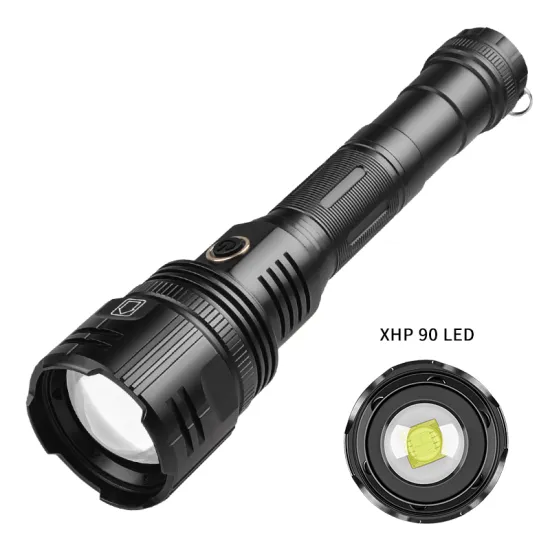 RTS XPH 90: High-Power 30W LED Rechargeable Flashlight with Detachable, Telescopic Zoom and Long-Range White Laser Function
