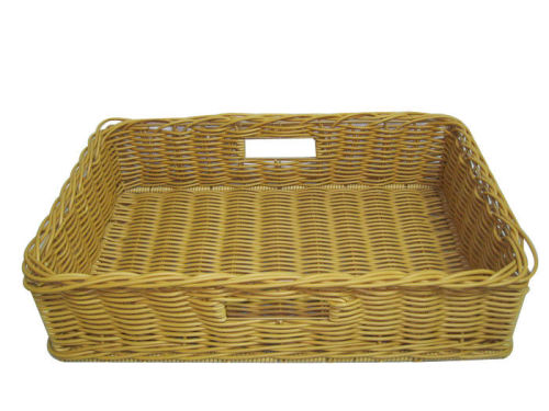 Weaved Handle Poly Wicker Shelf Storage Baskets For Food Displaying Shop Use