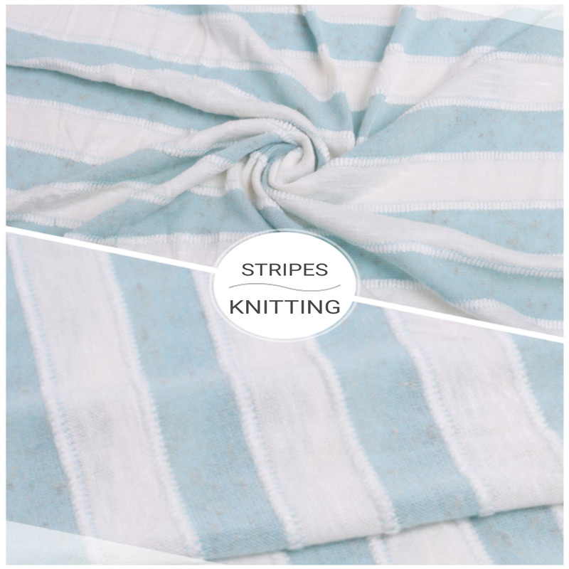 Custom Blue and White Stripes Knitted Jersey Fabric (2)