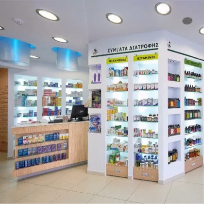 Customized Medical Store Furniture and Display Racks for Sale
