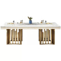 Luxury Gold Stainless Steel Marble Home Dining Table