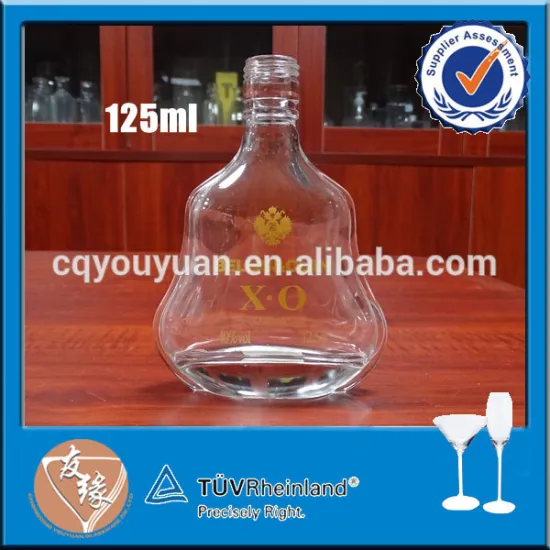 lovely shape cognac packing 125ml XO mini brandy glass bottle