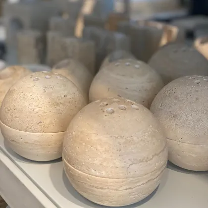 Mini Travertine Incense Burner - Natural Stone Ball Incense Holder