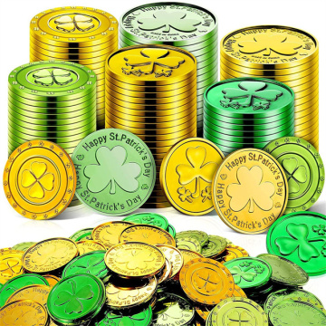 Irish Festival Green Leaf Clover Coin for St. Patrick's Day Carnival Toy
