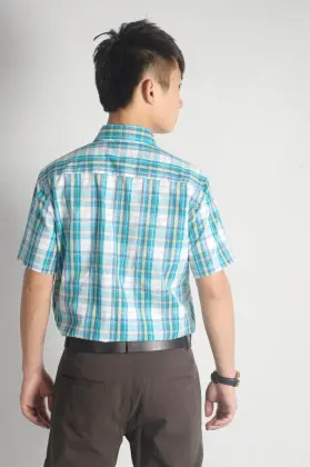 Customized Color Plaid Pattern Polo Shirt 100% Cotton