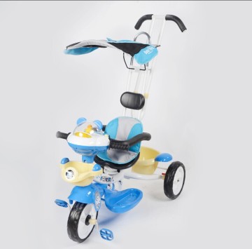 Overstriking Push Rod Children Tricycle with Sunshade