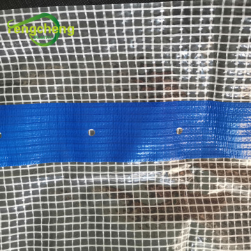 Eyelet band reinforced leno mesh tarpaulin for construction