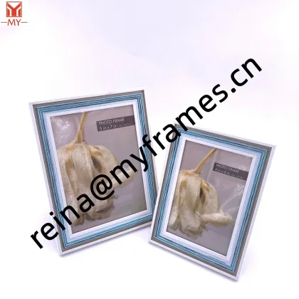 PS Plastic Photo Frame Slotted Sky-blue Little Scale Design Photo Frame