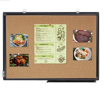 Wall-Mount Message Pin Board with Aluminum Black Frame