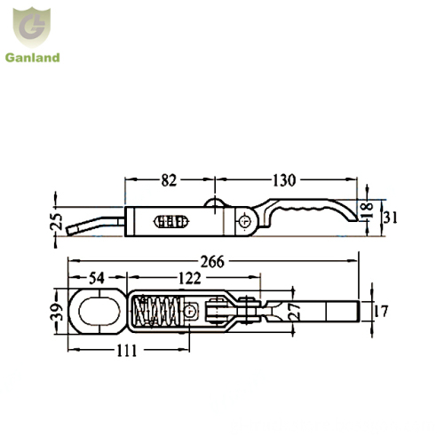 GL-17116 Wing Van Steel Over Centre Spring Toggle Latch for Truck Trailer Dropside Door Lock